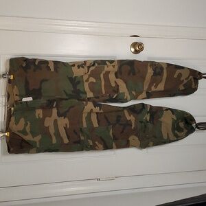 Rothco Camo Cargo Ultra Force 7 Pocket Pants. Tie Bottom with Dog Tag. Unisex